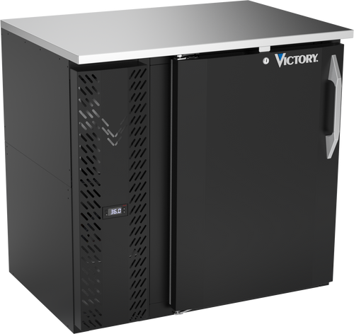 VBBN36HC-B | 36" Narrow Depth Solid Door Back Bar in Black