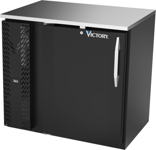 VBBN36HC-B | 36" Narrow Depth Solid Door Back Bar in Black