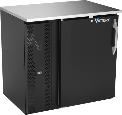 VBBN36HC-F-B | 36" Narrow Depth Solid Door Food Rated Back Bar in Black