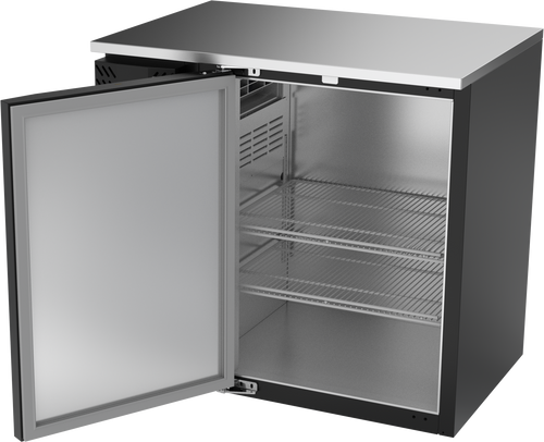 VBBN36HC-F-B | 36" Narrow Depth Solid Door Food Rated Back Bar in Black