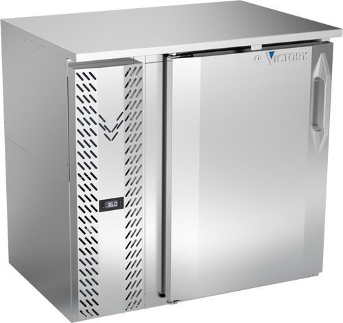 VBBN36HC-F-S | 36" Narrow Depth Solid Door Food Rated Back Bar in Stainless Steel