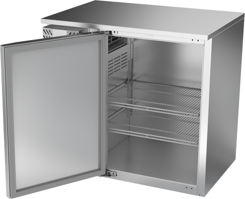 VBBN36HC-F-S | 36" Narrow Depth Solid Door Food Rated Back Bar in Stainless Steel
