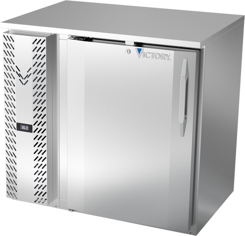 VBBN36HC-F-S | 36" Narrow Depth Solid Door Food Rated Back Bar in Stainless Steel