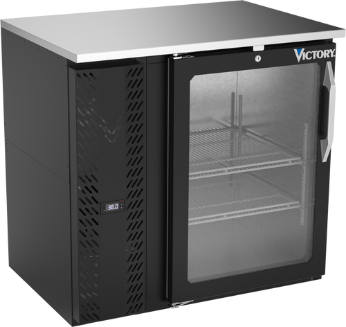 VBBN36HC-G-B | 36" Narrow Depth Glass Door Back Bar in Black