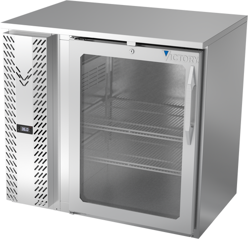 VBBN36HC-G-S | 36" Narrow Depth Glass Door Back Bar in Stainless Steel