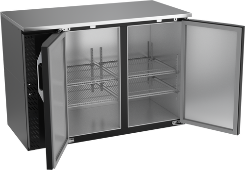 VBBN48HC-F-B | 48" Narrow Depth Solid Doors Food Rated Back Bar in Black