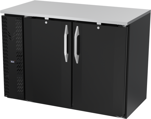VBBN48HC-F-B | 48" Narrow Depth Solid Doors Food Rated Back Bar in Black