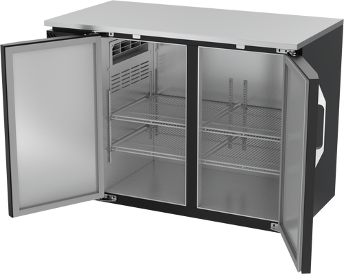 VBBN48HC-F-B | 48" Narrow Depth Solid Doors Food Rated Back Bar in Black