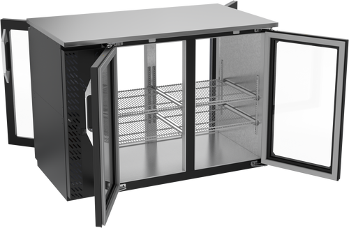 VBBN48HC-FG-PT-B | 48" Narrow Depth Glass Doors Food Rated Pass-thru Back Bar in Black