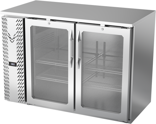 VBBN48HC-FG-S | 48" Narrow Depth Glass Doors Food Rated Back Bar in Stainless Steel