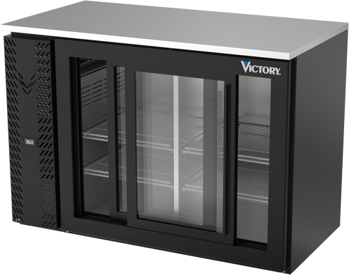 VBBN48HC-F-GS-B | 48" Narrow Depth Sliding Glass Doors Food Rated Back Bar in Black