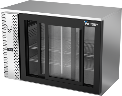 VBBN48HC-F-GS-S | 48" Narrow Depth Sliding Glass Doors Food Rated Back Bar in Stainless Steel
