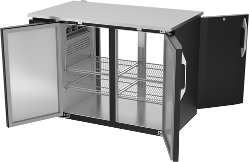 VBBN48HC-F-PT-B | 48" Narrow Depth Solid Doors Food Rated Pass-thru Back Bar in Black