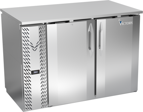 VBBN48HC-F-PT-S | 48" Narrow Depth Solid Doors Food Rated Pass-thru Back Bar in Stainless Steel