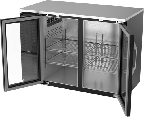 VBBN48HC-G-B | 48" Narrow Depth Glass Doors Back Bar in Black