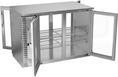 VBBN48HC-G-PT-S | 48" Narrow Depth Glass Doors Pass-thru Back Bar in Stainless Steel