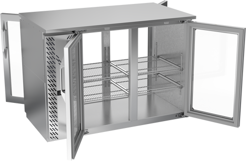 VBBN48HC-G-PT-S | 48" Narrow Depth Glass Doors Pass-thru Back Bar in Stainless Steel