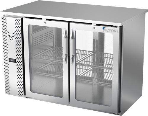 VBBN48HC-G-PT-S | 48" Narrow Depth Glass Doors Pass-thru Back Bar in Stainless Steel