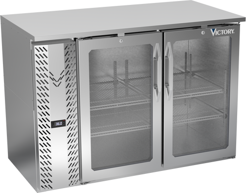 VBBN48HC-G-S | 48" Narrow Depth Glass Doors Back Bar in Stainless Steel