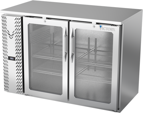 VBBN48HC-G-S | 48" Narrow Depth Glass Doors Back Bar in Stainless Steel