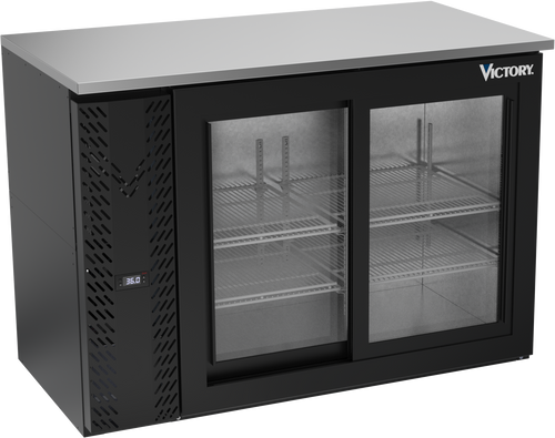 VBBN48HC-GS-B | 48" Narrow Depth Sliding Glass Doors Back Bar in Black