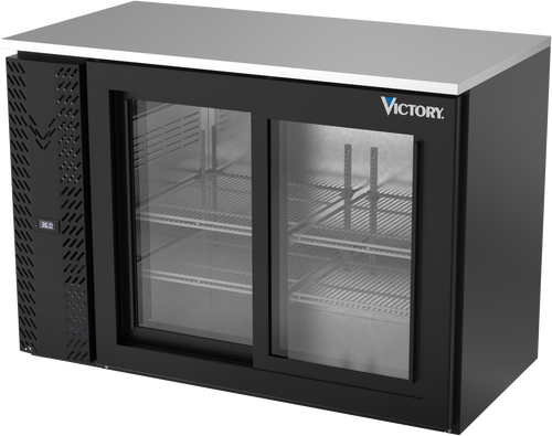 VBBN48HC-GS-B | 48" Narrow Depth Sliding Glass Doors Back Bar in Black