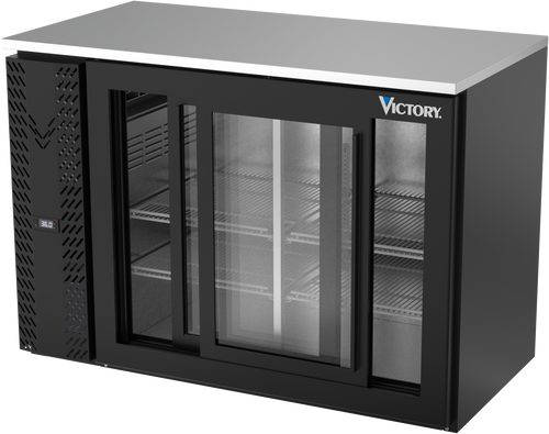 VBBN48HC-GS-B | 48" Narrow Depth Sliding Glass Doors Back Bar in Black