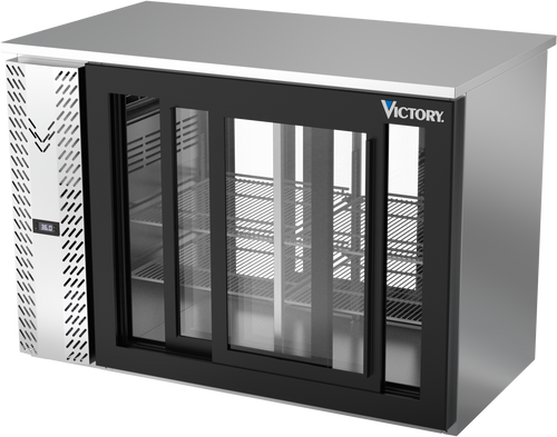 VBBN48HC-F-GS-PT-S | 48" Narrow Depth Sliding Glass Doors Food Rated Pass-thru Back Bar in Stainless Steel