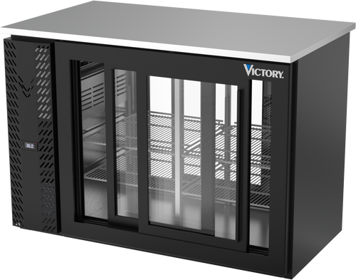 VBBN48HC-GS-PT-B | 48" Narrow Depth Sliding Glass Doors Pass-thru Back Bar in Black