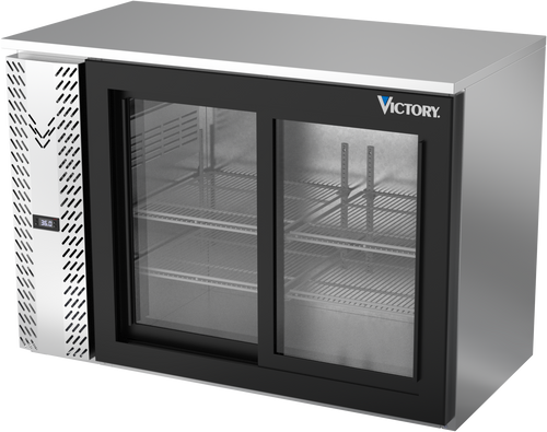 VBBN48HC-GS-S | 48" Narrow Depth Sliding Glass Doors Back Bar in Stainless Steel