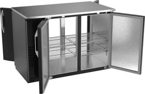 VBBN48HC-PT-B | 48" Narrow Depth Solid Doors Pass-thru Back Bar in Black