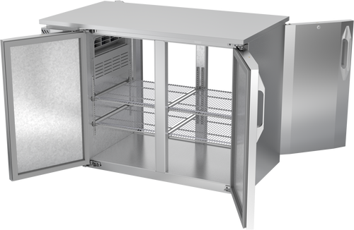 VBBN48HC-PT-S | 48" Narrow Depth Solid Doors Pass-thru Back Bar in Stainless Steel