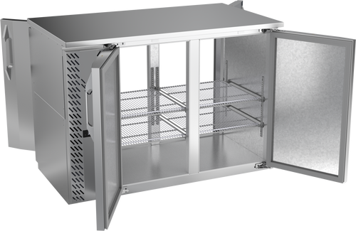 VBBN48HC-PT-S | 48" Narrow Depth Solid Doors Pass-thru Back Bar in Stainless Steel