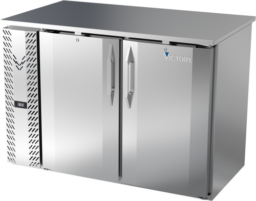 VBBN48HC-PT-S | 48" Narrow Depth Solid Doors Pass-thru Back Bar in Stainless Steel