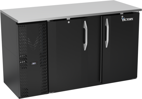 VBBN58HC-B | 58" Narrow Depth Solid Doors Back Bar in Black