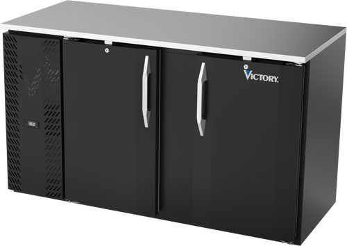 VBBN58HC-F-B | 58" Narrow Depth Solid Doors Food Rated Back Bar in Black