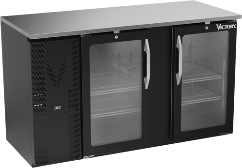 VBBN58HC-FG-B | 58" Narrow Depth Glass Doors Food Rated Back Bar in Black