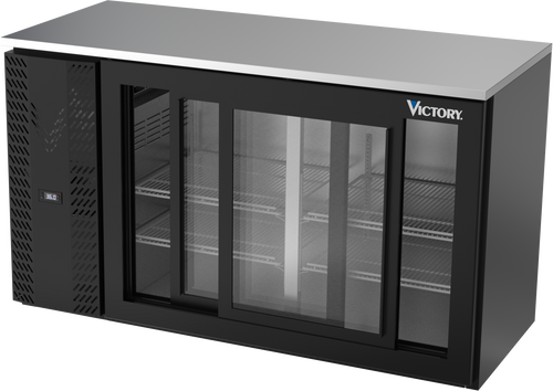 VBBN58HC-F-GS-B | 58" Narrow Depth Sliding Glass Doors Food Rated Back Bar in Black
