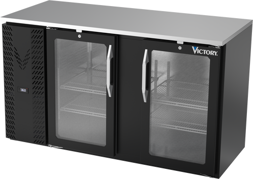 VBBN58HC-G-B | 58" Narrow Depth Glass Doors Back Bar in Black