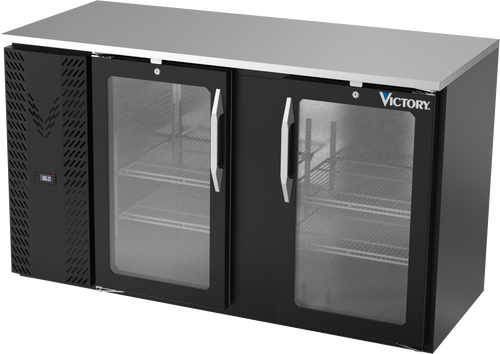 VBBN58HC-G-B | 58" Narrow Depth Glass Doors Back Bar in Black