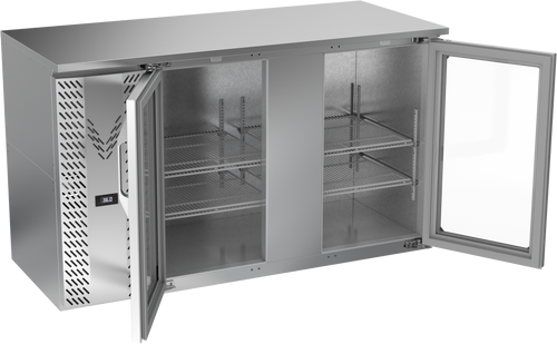 VBBN58HC-G-S | 58" Narrow Depth Glass Doors Back Bar in Stainless Steel