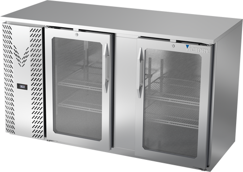 VBBN58HC-G-S | 58" Narrow Depth Glass Doors Back Bar in Stainless Steel