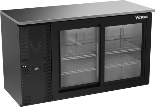 VBBN58HC-GS-B | 58" Narrow Depth Sliding Glass Doors Back Bar in Black