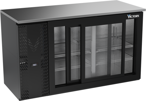 VBBN58HC-GS-B | 58" Narrow Depth Sliding Glass Doors Back Bar in Black