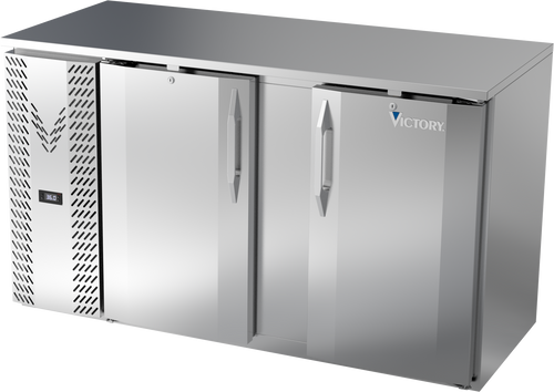 VBBN58HC-S | 58" Narrow Depth Solid Doors Back Bar in Stainless Steel