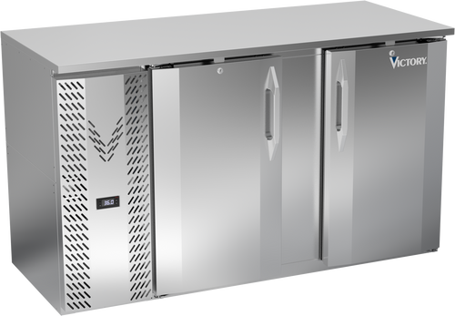 VBBN58HC-S | 58" Narrow Depth Solid Doors Back Bar in Stainless Steel