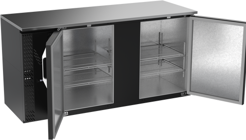 VBBN68HC-B | 68" Narrow Depth Solid Doors Back Bar in Black