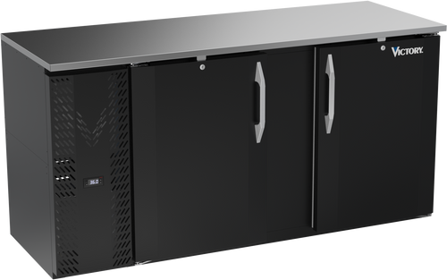 VBBN68HC-F-B | 68" Narrow Depth Solid Doors Food Rated Back Bar in Black