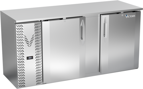 VBBN68HC-F-S | 68" Narrow Depth Solid Doors Food Rated Back Bar in Stainless Steel