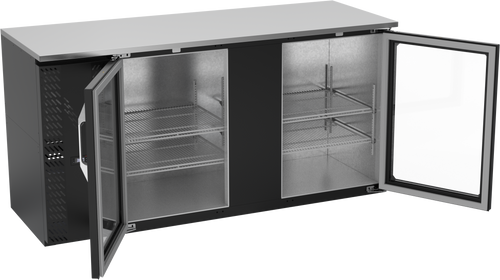 VBBN68HC-G-B | 68" Narrow Depth Glass Doors Back Bar in Black